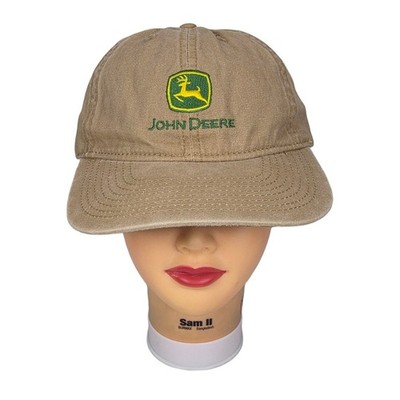John Deere Tan Khaki Baseball Cap Elude Evolve Ponytail Hat Floral Brim Logo