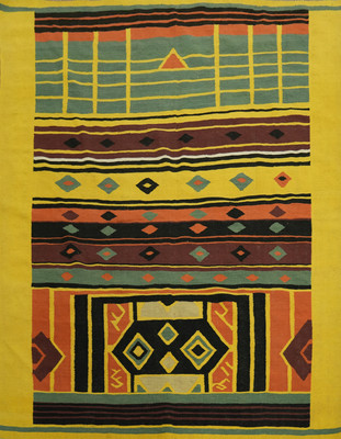 Reversible Hand-Woven Tribal Kilim Square Area Rug 8x8 Ft Oriental Carpet