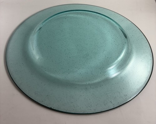 (5) Aqua Blue Clear Bubble Glass 11” Plates Possibly Hand-Blown - Picture 9 of 10