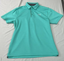 Under Armour Polo Shirt Mens Medium Teal Green Heatgear Stretch Breathable Golf