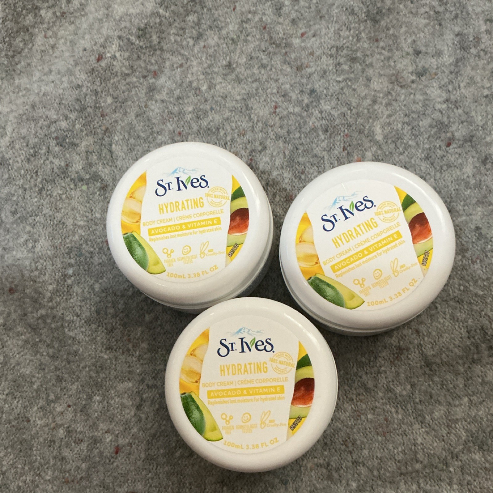 St. Ives Hydrating Body Cream Avocado & Vitamin E Daily Use 100 mL Lot of 3