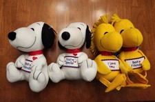 Peanuts 50th Anniversary 2 Snoopy  2 Woodstock Valentine's Day Plush with Tags