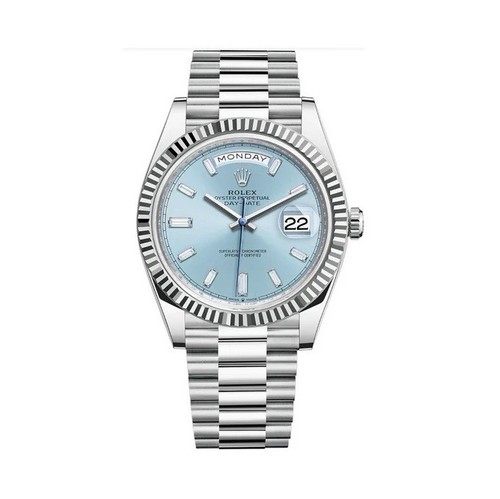 Rolex Oyster Perpetual Day-Date Blue Dial Silver Metal Bracele...