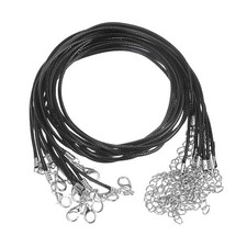 10pcs Waxed Necklace Cord Bulk, 16" and 1.5mm Dia Necklace String Rope, Black
