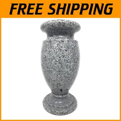 Greek Memorial Flower Vase - Light Grey Granite, Metal Spike=