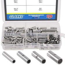 220Pcs Non-Insulated Butt Connectors Assortment Kit, 22-16/16-14/14-12/12-10 AWG