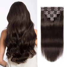Jiameisi Clip-in Hair Extensions 22inch 8pcs 2 Dark Brown 20 Clips Human Hair