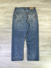 Rocawear Baggy Wide Leg Jeans Blue Embroidered Mens 36x32 Rap Hip Hop Y2K Vtg