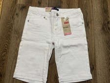 Levi's Shorts, Girl's 14, White, Bermuda, Stretch, Denim, Adjustable Waist NWT