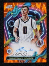 2023-24 Cosmic Chrome Orange Galactic Refractor 15/25 Christian Braun Auto 16wc