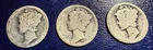 (3) SILVER MERCURY DIMES LOT