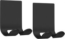 Razor Holder Shaver Hook Hanger Stand 2 Adhesive Towel Hooks, Black