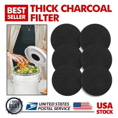 New 6Pcs Activated Carbon Trash Can Filters 6.7 inch 1cm Extra Thick Indoor Comp