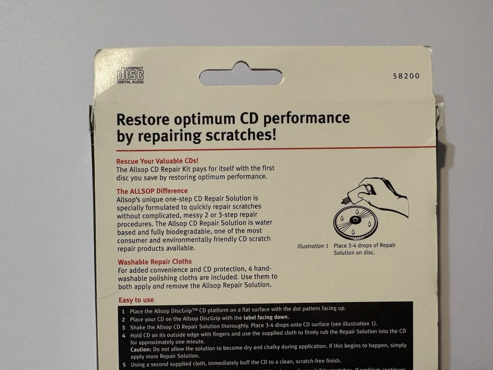 Kit de reparación de arañazos de CD Allsop Disc con 2 microfibra y líquido de 0,5 oz Foto 3 de 4
