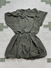 Zara Dress Womens Medium Green Cotton Blend Blouson 