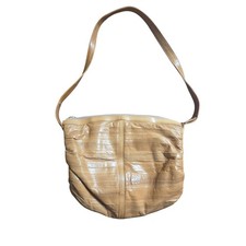 Vintage Genuine Eel Skin Shoulder Bag Hobo Paneled Leather Made in Korea Retro