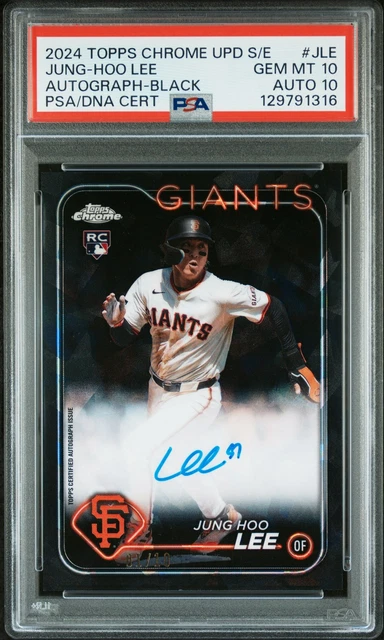 2024 Topps Chrome Update Sapphire Jung Hoo Lee Black Auto RC 01/10 PSA 10