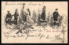 AK Steiermark, Steirische Trachten, Betende vor Bildstock, Edelweiß 1901 