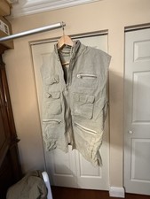 Banana Republic Safari Vest Vtg 80s Fishing Multi-pocket Hidden Hood Sz MEDIUM