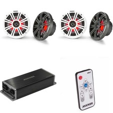 Kicker Marine KPX300.4 Powersports Amp   2 6.5" Marine LED Speakers  Incl...