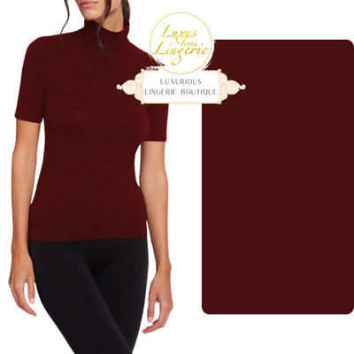 AURORA TOP SHORT SLEEVES Wolford S acai rot bordeaux Hoher Kragen Kurzarm Weich