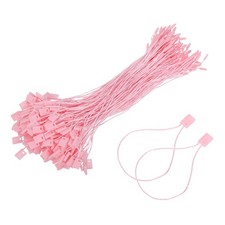 200pcs Polyester Hang Tag String 6.7" - Plastic Snap Lock Pin Loop Pink