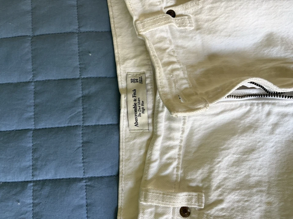 Pantalones Cortos Para Mujer Abercrombie & Fitch Denim Corte Blanco The dad Cortos Alto Foto 2 de 3