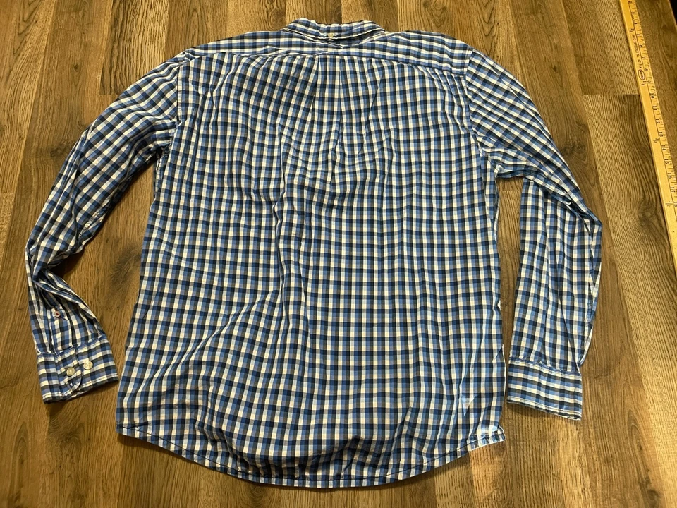 Camisa Tommy Hilfiger, Masculina Tamanho Grande, Preta Azul Xadrez Ajuste Clássico Botão para Baixo - Imagem 2 de 4