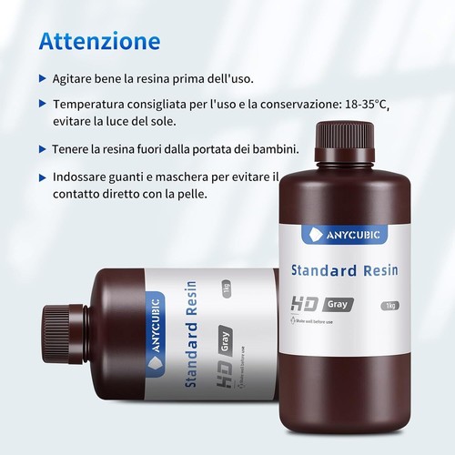 10KG ANYCUBIC HD Grigio UV Resina Standard Grey UV Resin per LCD Stampante 3D - Zdjęcie 10 z 11