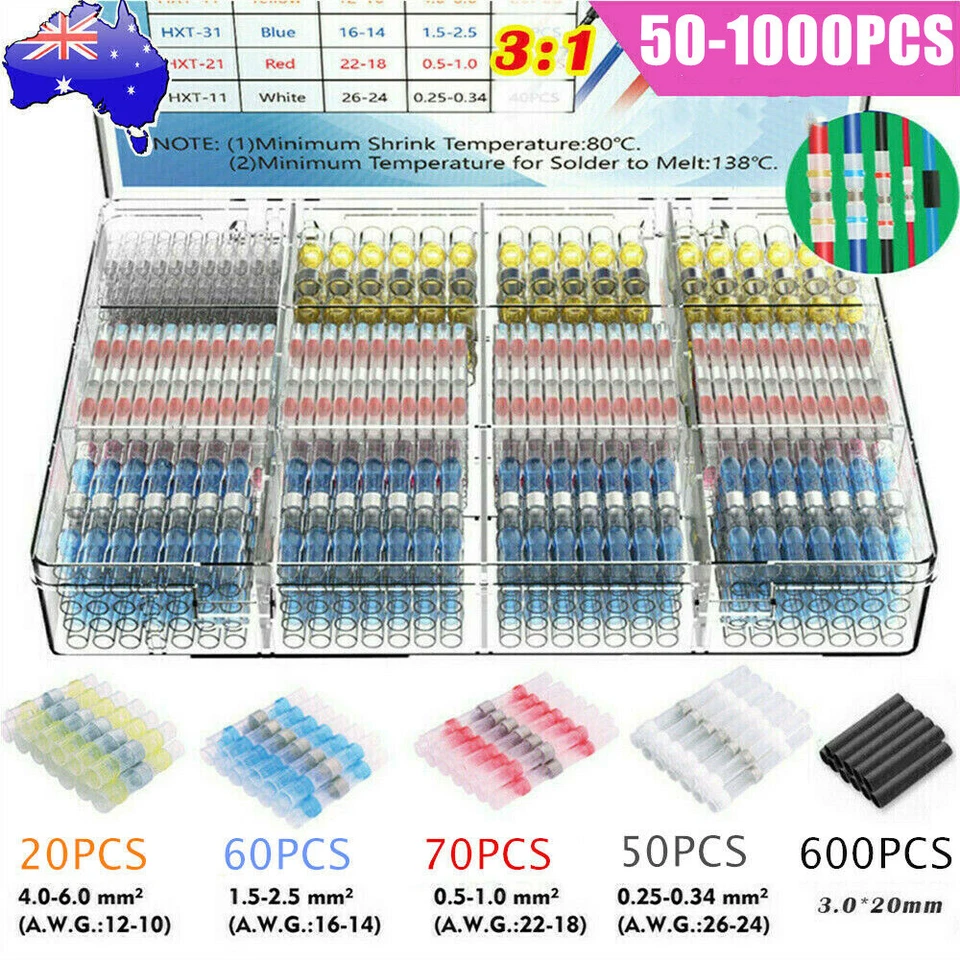 100/1000Pc Solder Stick Solder Seal Sleeve Heat Shrink Terminals Wire Connectors - image 1 of 4