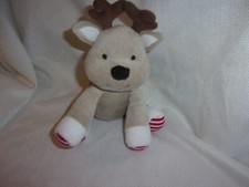 Carters Precious Firsts Plush Reindeer Lovey Stuffed green bow 6" Christmas tan