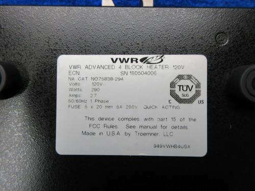 VWR Advanced Digital Dry 4 Block Heater 75838-294 - 90 day warranty - Excellent - Picture 5 of 12