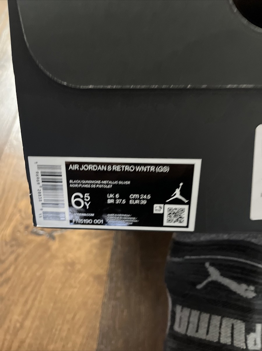 AIR JORDAN 8 RETRO WINTR (GS) Size 6.5 - Black Gun smoke Metallic