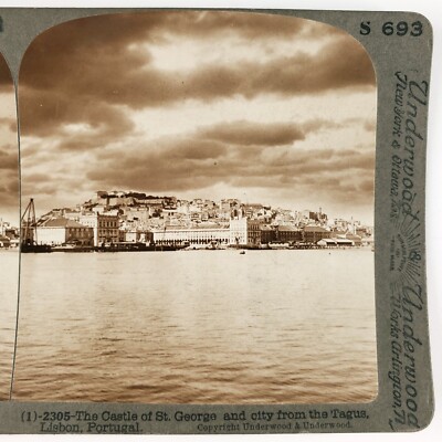 Saint George's Castle Portugal Stereoview c1905 Santa Maria Maior Lisbon F1257