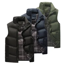 Mens Quilted Vest Jacket Outwear Down Body Sleeveless Padded Coat Winter Warm