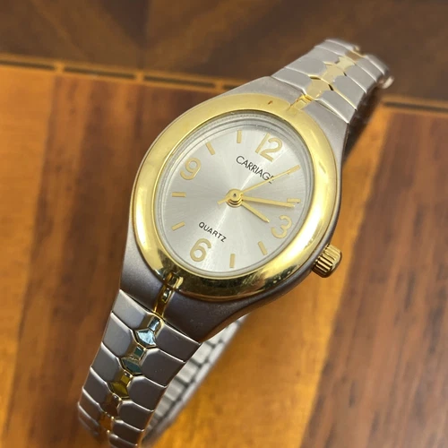 Vintage Carriage Timex Women's Watch Quartz Gold/ Silver Tone 22 mm New Battery