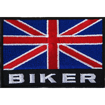 UK Flagge Biker Patch bestickt Bügelbild / Aufnähen Jacke Abzeichen Motorrad Motorbike