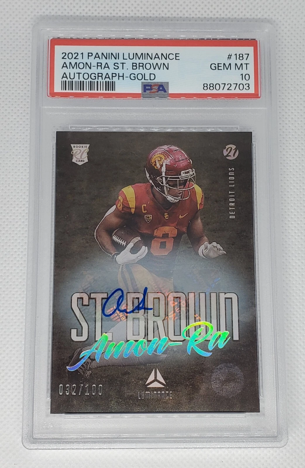 Amon-Ra St. Brown Panini Luminance Autographs #187 Gold