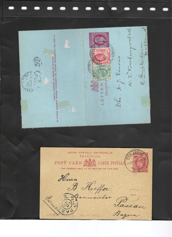 SOUTH AFRICA-TRANSVAAL-POSTAL CARDS-1900 ISH-LOT OF 4-CANCELS-U-F-VF-#4A