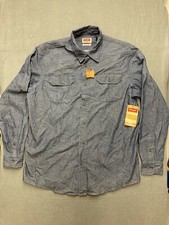 Wrangler Flex For Comfort Button-Up Shirt Men's LT Long Sleeve blue Pockets new