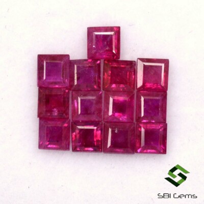 1.75 Cts Natural Ruby Square Cut 2.60 mm Lot 13 Pcs Calibrated Loose ...