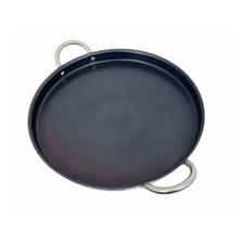 Plancha Comal plana de acero inoxidable de 16"" - Parrilla y sartén redonda antiadherente