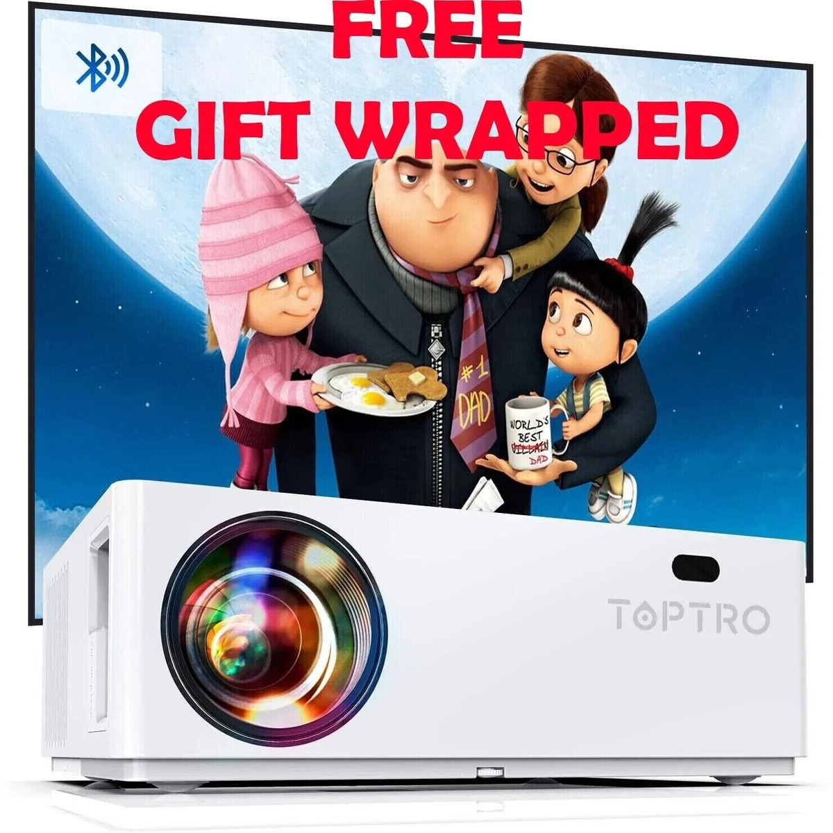 TOPTRO プロジェクター TR81 (プロジェクタースクリーン付) TOPTRO PROJECTOR WI-FI BLUETOOTH PROJECTOR FULL HD NATIVE 1080P 4K