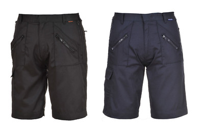 Portwest S889 Aktion Shorts Elastische Taille Sicherheits Ausrüstung Zip Taschen