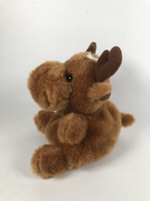 Aurora Plush Moose Brown Beanie 5  Mini Stuffed Animal Toy 2020 