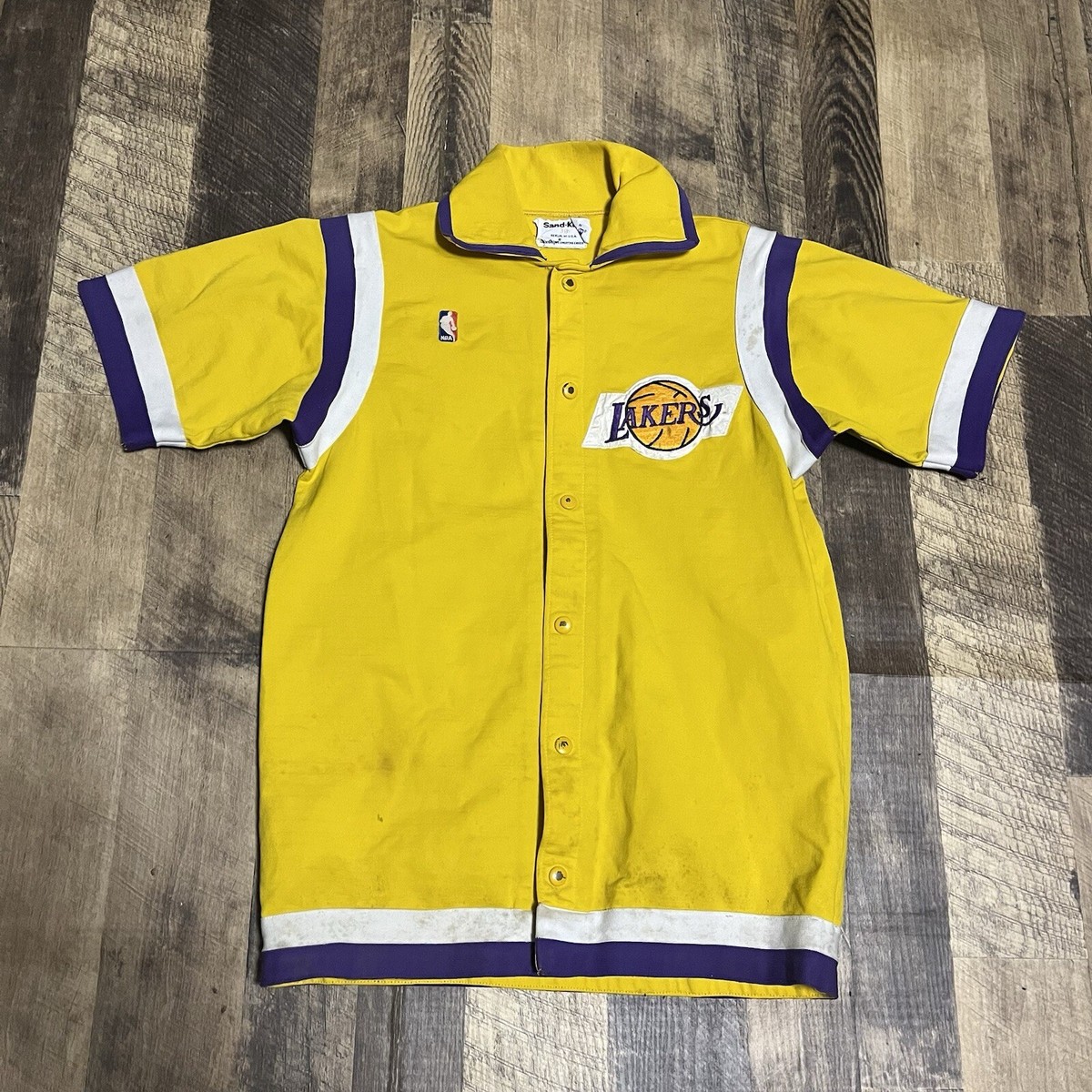 Vintage 80s Sand-Knit Los Angeles Lakers Warm Up Jacket Shirt