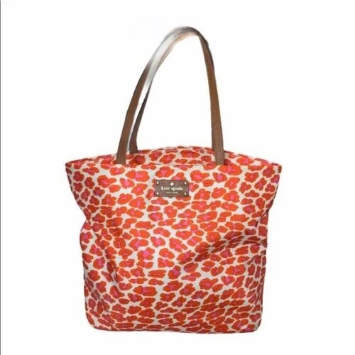 KATE SPADE INTO THE WILD Pink&Orange Bon Shopper LG Tote Bag Purse