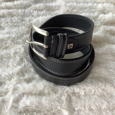 Roncato Black Belt Genuine Leather Stitched Size 110/95 Made In Italy 208859