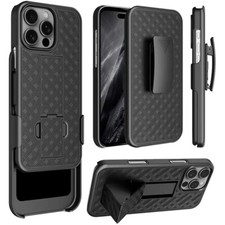 For iPhone 16 15 11 Pro Max Plus Phone Case Premium 3in1 Combo Belt Clip Holster