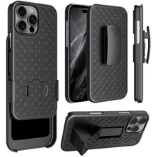 For iPhone 16 15 11 Pro Max Plus Phone Case Premium 3in1 Combo Belt Clip Holster